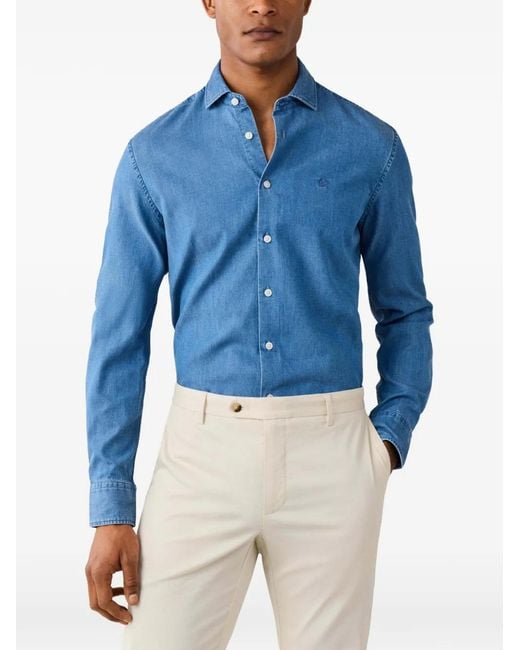 Hackett Blue Kent Cutaway-Collar Denim Shirt for men