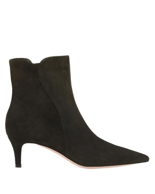 Gianvito Rossi Black Pointed-Toe Suede Ankle Boots