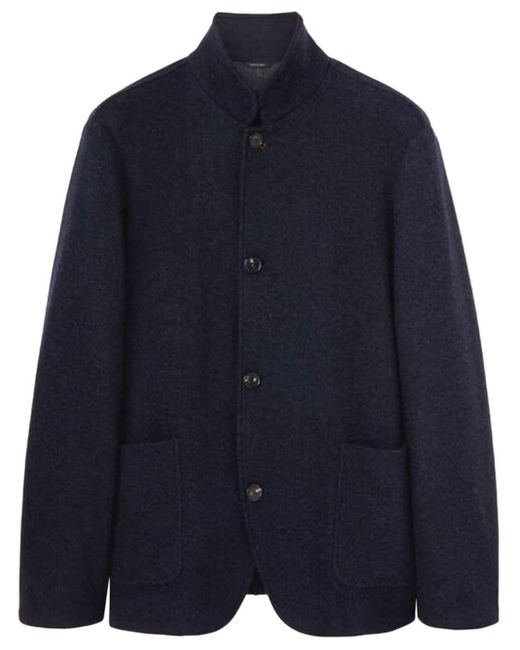 Loro Piana Button-up suede-cashmere jacket in Blue für Herren