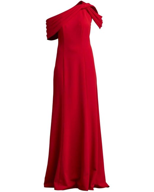 Tadashi Shoji Red Pleat-detail Fitted Gown