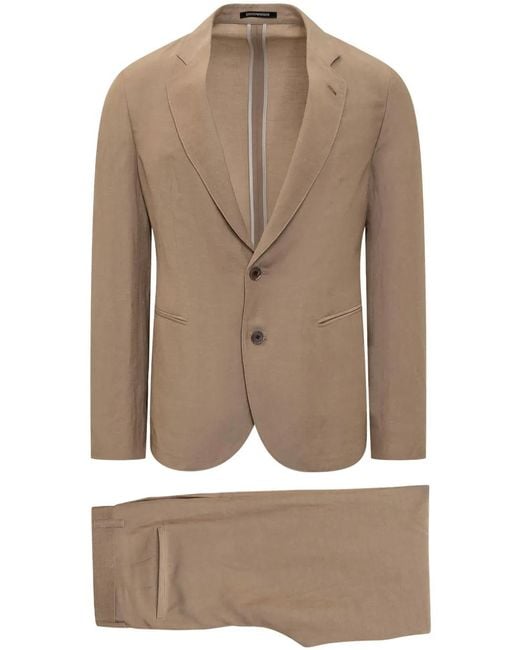 Emporio Armani Brown Single-Breasted Suit for men