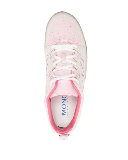 Moncler Pink Pivot Panelled Leather Sneakers