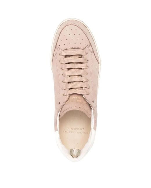 Officine Creative Pink Smooth Lace-Up Sneakers