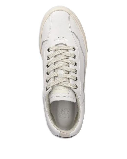 Stepney Workers Club White Lace-Up Panelled Sneakers for men