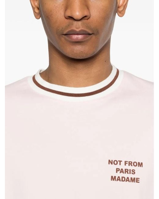 Drole de Monsieur Pink Ribbed-Trim T-Shirt for men
