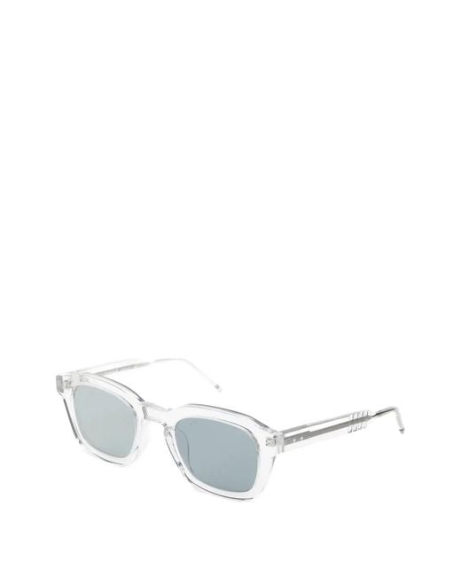 Thom Browne White Rectangle-Frame Sunglasses