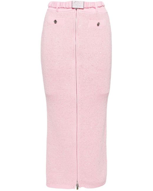 Alessandra Rich Pink Sequined Midi Pencil Skirt