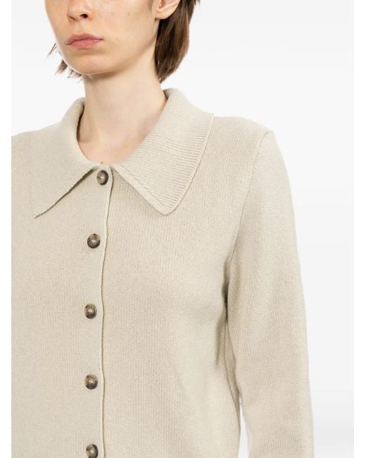 A.P.C. White Cardigan Boutonné À Col Polo