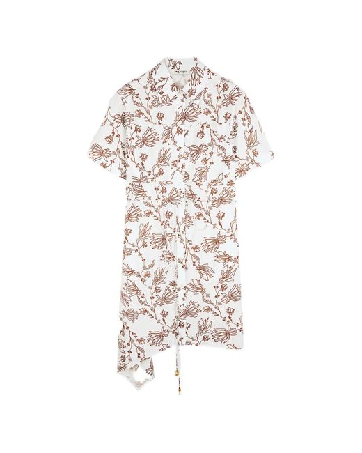 Ports 1961 White Asymmetric Floral Midi Dress