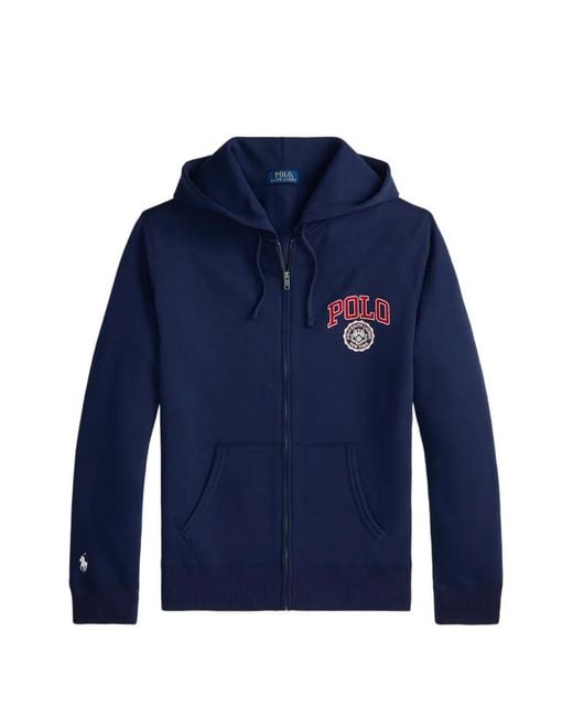 Polo Ralph Lauren Blue Logo-Embroidered Zip-Up Hoodie for men