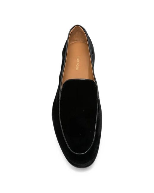 Tom Ford Black Leo Velvet Piped Loafers