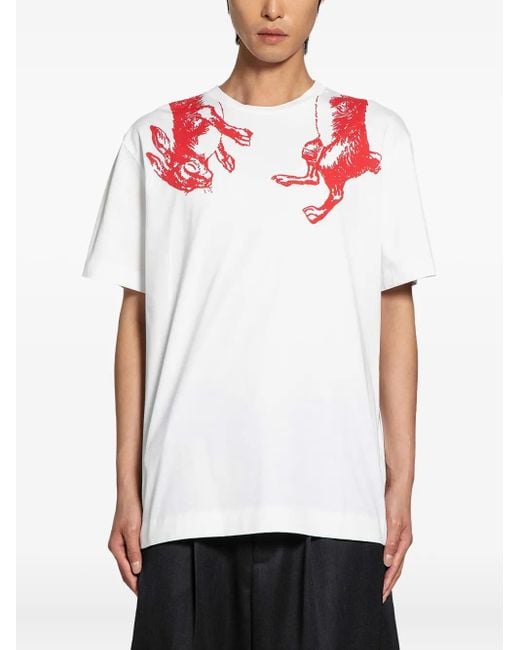 Simone Rocha White Hare Print T-Shirt for men