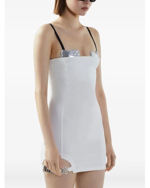Gcds White Logo-Plaque Mini Dress