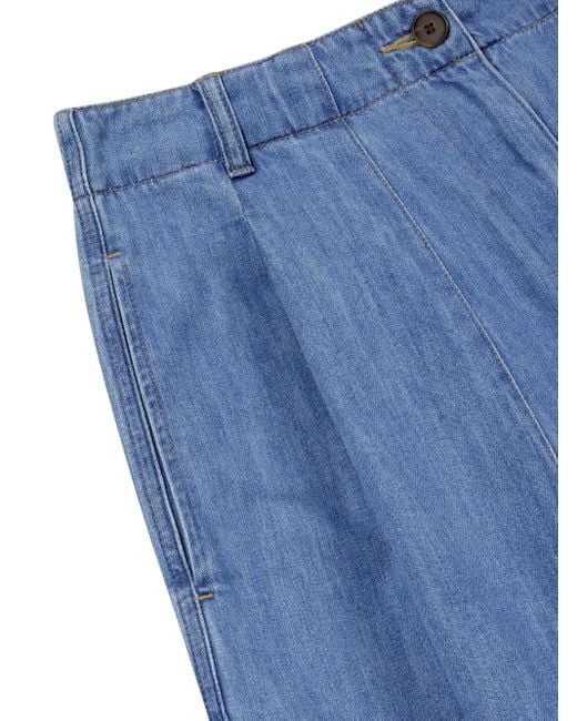 Studio Tomboy X Blue Elasticated-Waist Pleated Jeans
