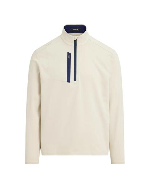 Ralph Lauren White Quarter-Zip Jersey Sweatshirt for men