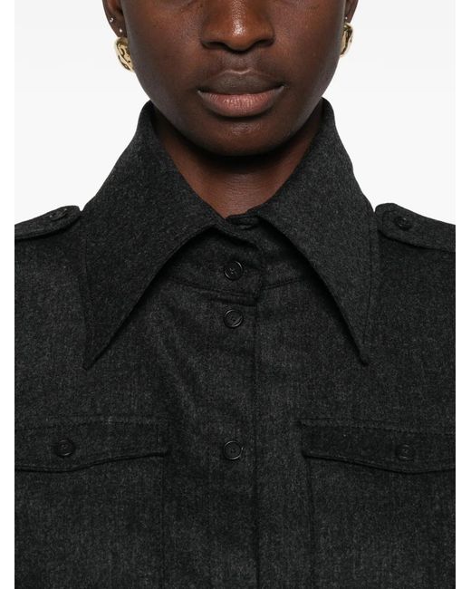 Khaite Black Emiel Short-Sleeve Shirt