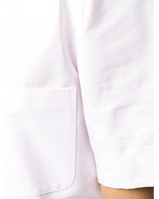 Thom Browne White Satin Weave 4-Bar Shirt for men