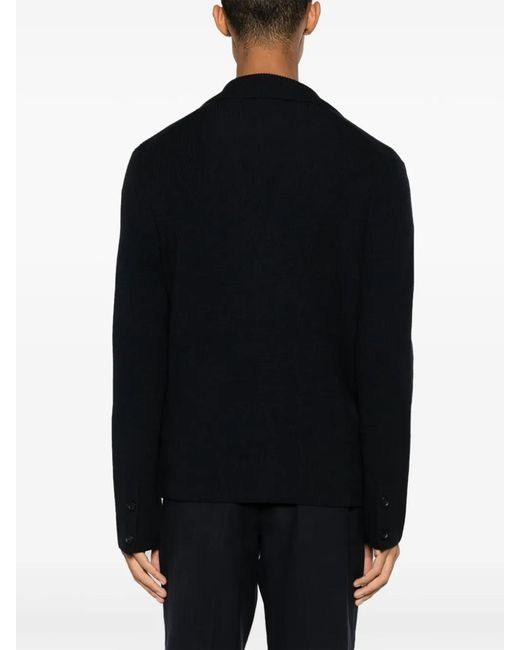 Zanone Blue Notched-Lapels Virgin-Wool Blazer for men