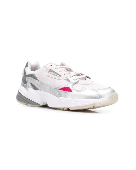 Adidas White Falcon W Leather-Trimmed Sneakers