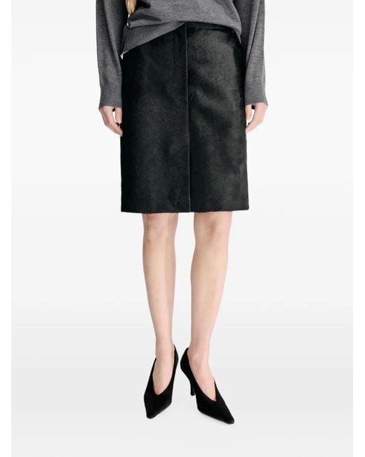 Loulou de Saison Black Debi Pony-Effect Leather Short Skirt