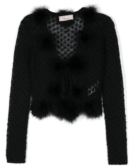 Black feather cardigan deals