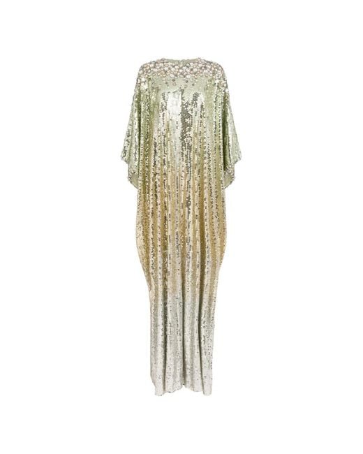 Jenny Packham Metallic Fontaine Sequin-Embellished Maxi Dress