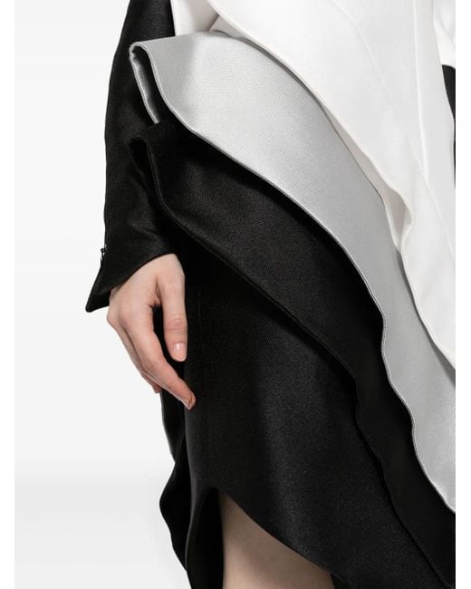 Saiid Kobeisy White Mikado Panelled Piqué Midi Dress