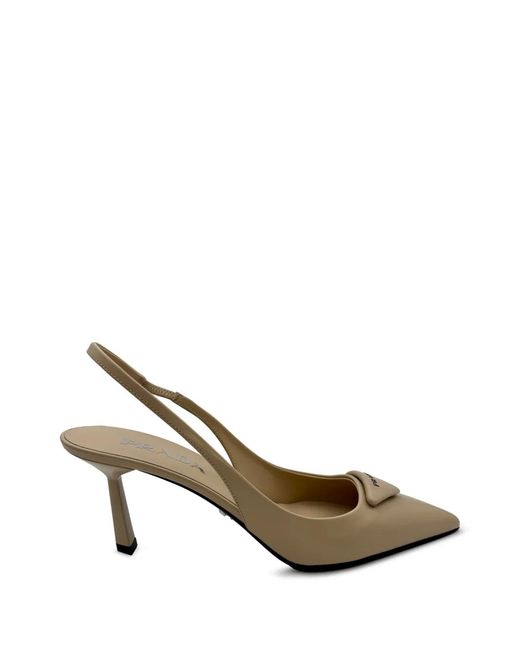 Prada Metallic Spitze Slingback-Pumps