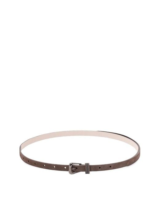 Brunello Cucinelli White Beaded Leather Belt