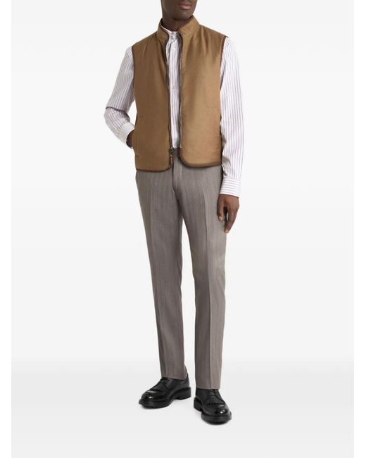Etro Brown Reversible Silk And Wool Waistcoat for men