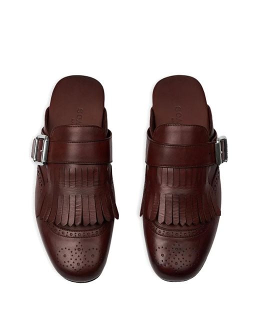 Scarosso Gemma Fringed Mules Brown