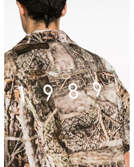 1989 STUDIO Natural Camouflage Graphic-print Short-sleeve Shirt for men