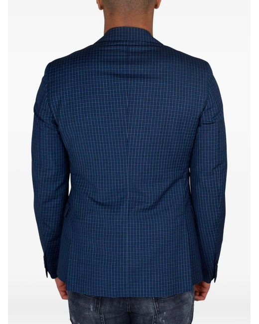 Prada Blue Checkered Button Blazer for men