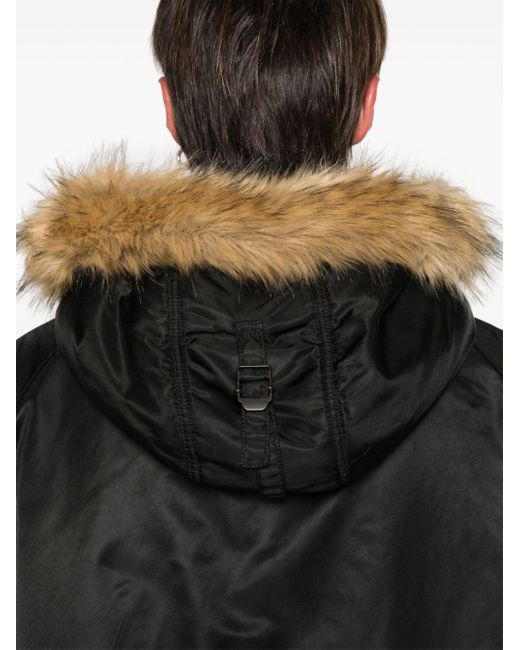 Balenciaga Black Hooded Padded Parka Coat for men