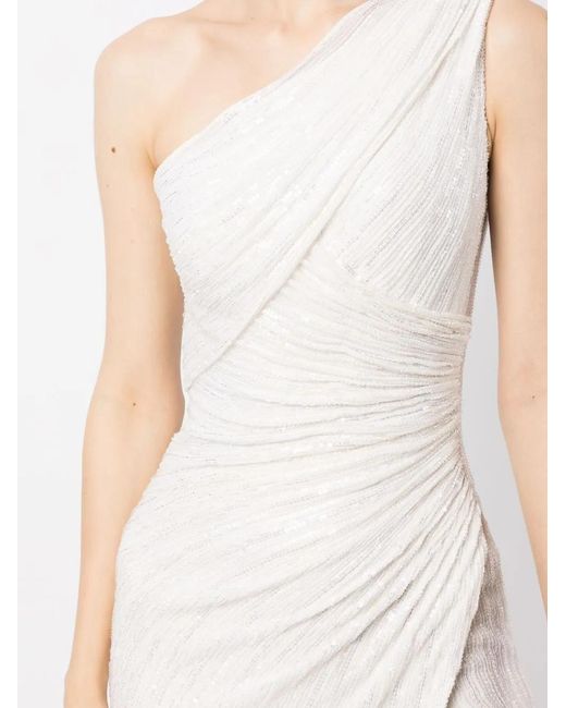 Jenny Packham White One-Shoulder Sequin-Embellished Dress