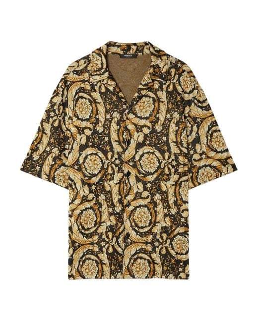 Versace Kurzärmeliges Barocco Hemd in Metallic für Herren