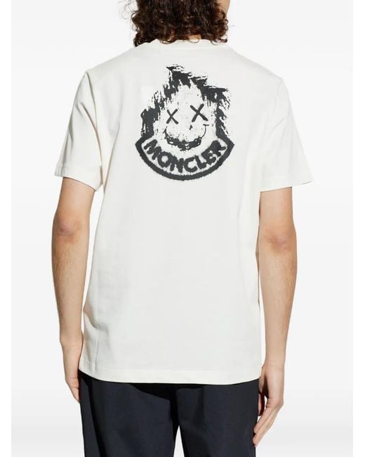 Moncler White Logo-Patch T-Shirt for men