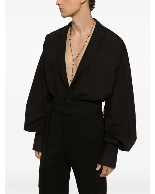 Dolce & Gabbana Black Belted Balloon-sleeve Shirt for men