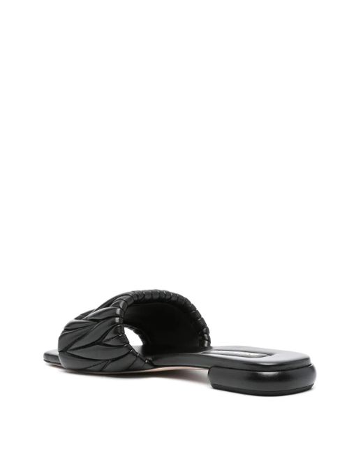 Miu Miu Matelasse' Leather Sandals in Black | Lyst