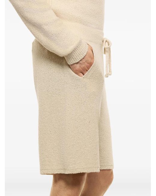 Laneus Natural Knitted Drawstring Shorts for men