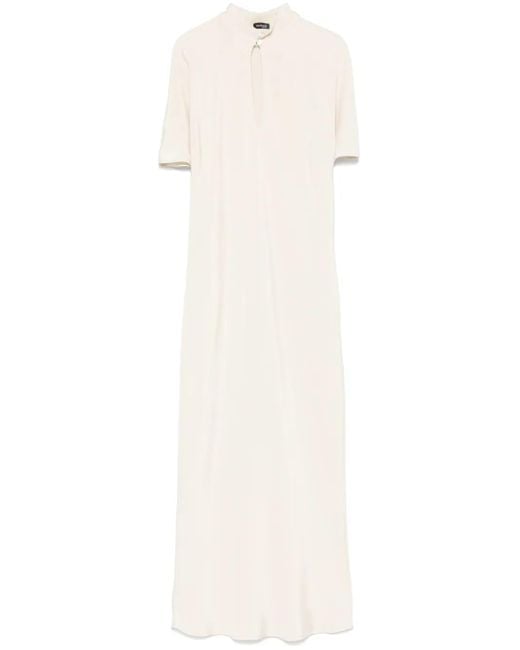 Kiton White Keyhole-Neck Midi Dress