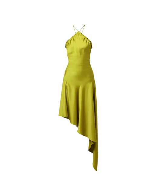 The Attico Green Halterneck Asymmetric Midi Dress