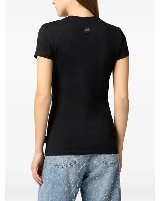 Philipp Plein Black Teddy Bear Logo-Detail T-Shirt