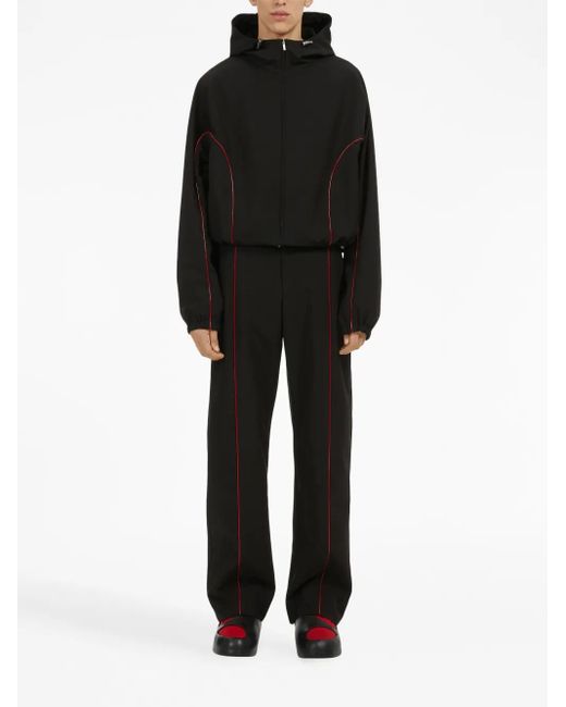 Ferragamo Black Contrasting-Trim Cotton Track Pants for men