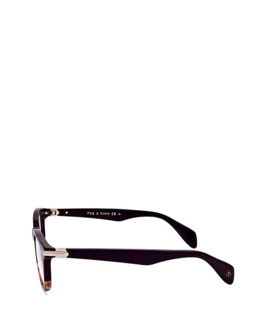 Rag & Bone Black Tortoiseshell-Effect Geometric-Frame Glasses