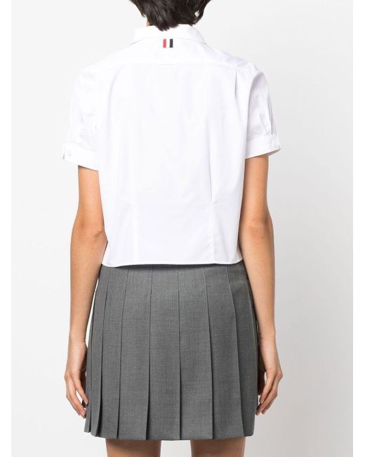 Thom Browne Cropped Blouse in het White