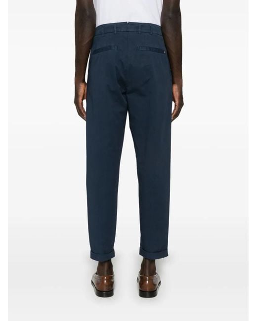 Dondup Blue Logo-Plaque Tapered Chinos for men