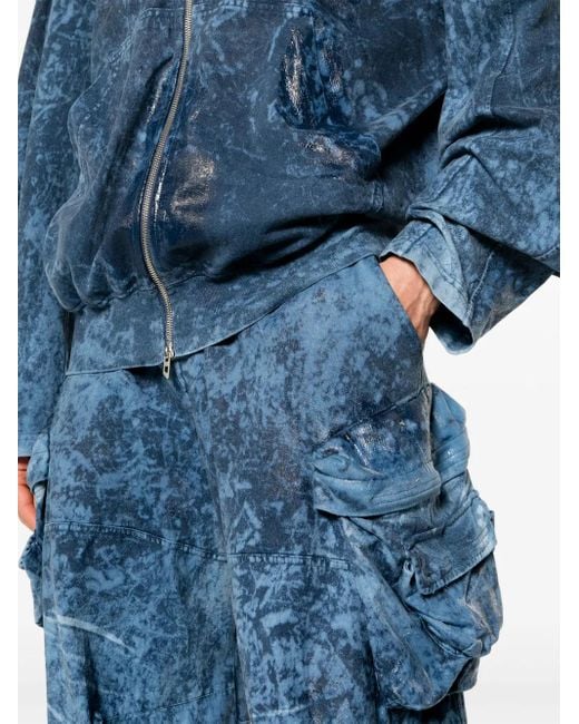 DIESEL Blue Printed Cotton Cargo Pant for men