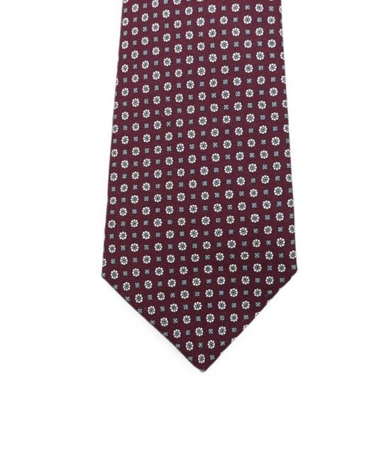 Kiton Purple Geometric-Pattern Tie for men