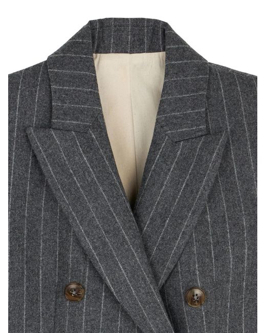 Fortela Gray Pinstripe Double-Breasted Jacket